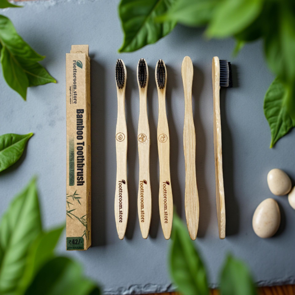 Bamboo Toothbrush | Charcoal Infused Soft Bristle | Gentle on your teeth and gums, comfortable to hold | Pack of 5