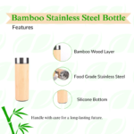 Insulated Bamboo Water Bottle – Double-Wall Stainless Steel & Office Desk Ready - Image 2